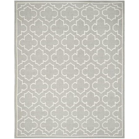 Safavieh 9 x 12 ft. Large Rectangle Contemporary Dhurries- Grey and Ivory- Flatweave Rug DHU625B-9